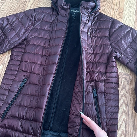 Burgundy Calvin Klein Puffer Jacket - Picture 4 of 8